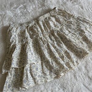 Brandy Melville Cream and Blue Floral Mini Skirt